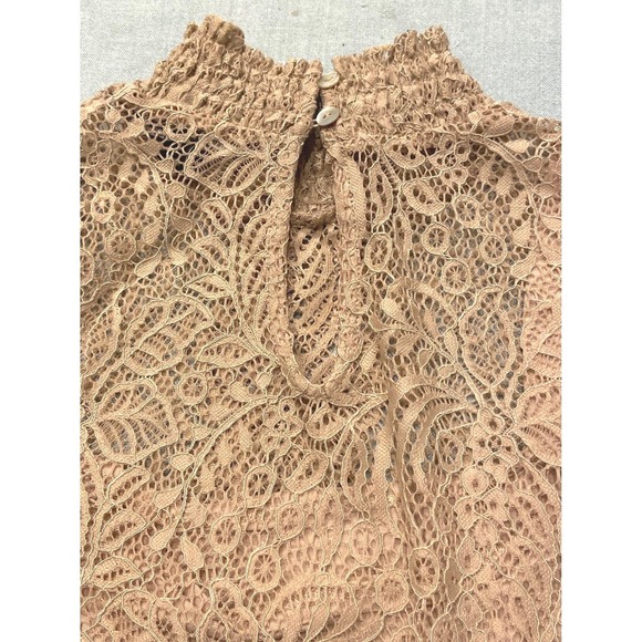 Cable & Gauge Vintage Beige Unconventional Lace Gothic Romance Blouse Top sz M - Picture 5 of 7
